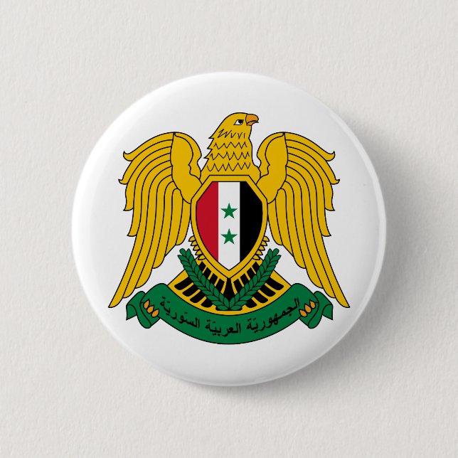 syria coat of arms 6 cm round badge (Front)