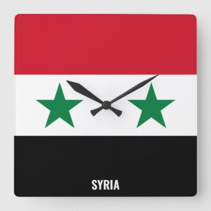 Syria Flag Dazzling Patriotic Square Wall Clock