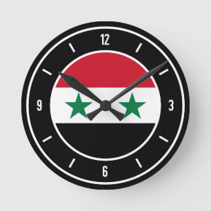 Syria Flag Elegant Round Clock