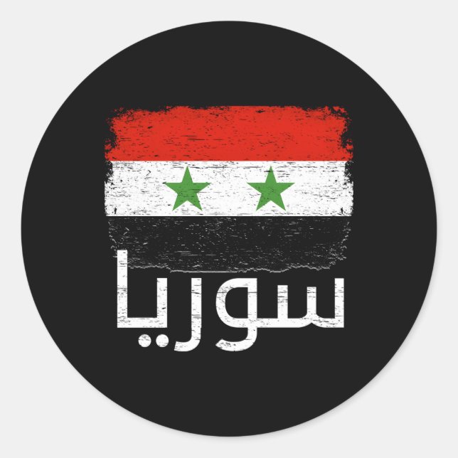 Syria Flag Flag Of Syria For Syrian Classic Round Sticker (Front)
