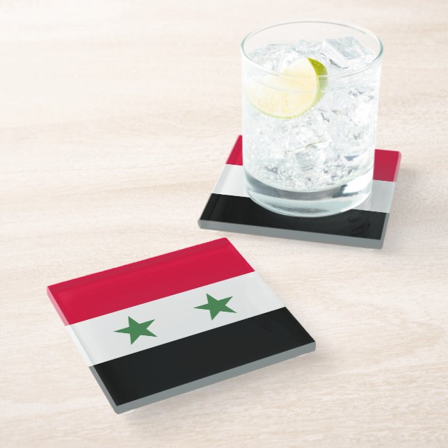 Syria flag glass coaster (Angled)