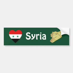 Syria Flag Heart + Map Bumper Sticker