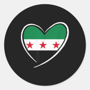 Syria Flag Heart Syrian Men Women Kids Boys Girls  Classic Round Sticker