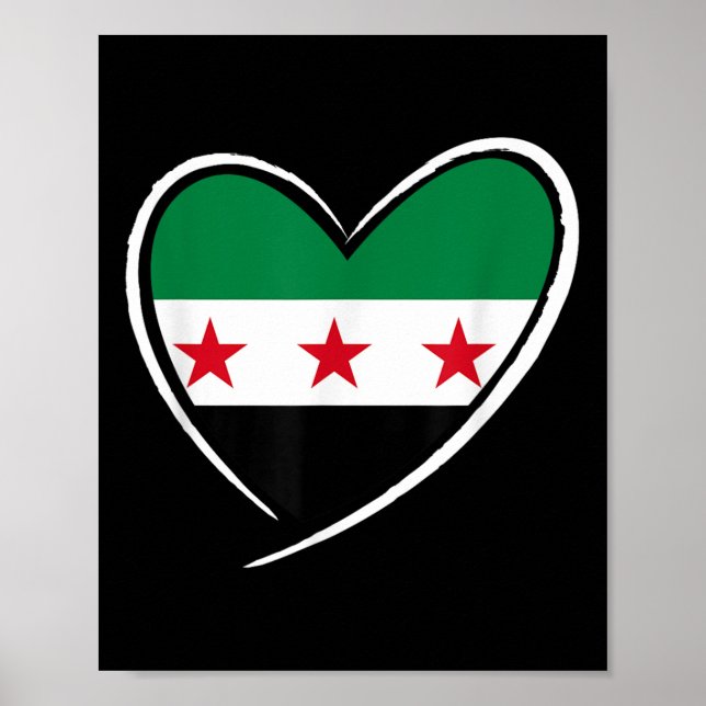 Syria Flag Heart Syrian Men Women Kids Boys Girls  Poster (Front)