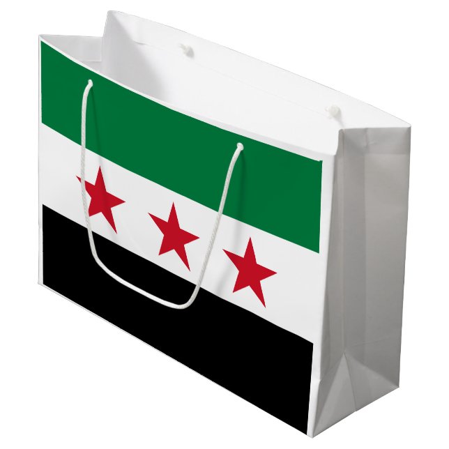 Syria Flag Large Gift Bag (Front Angled)