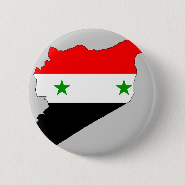 Syria flag map 6 cm round badge (Front)