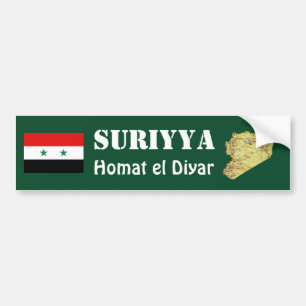 Syria Flag + Map Bumper Sticker