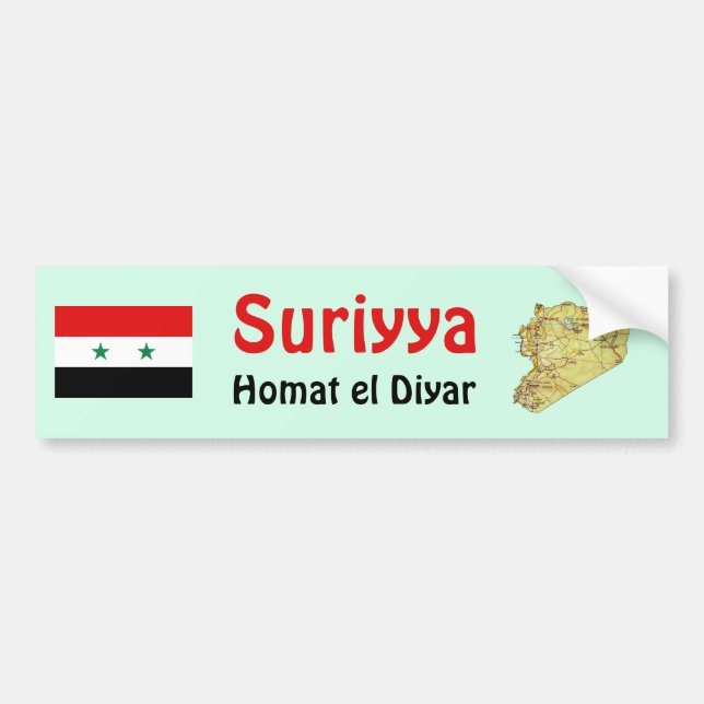 Syria Flag + Map Bumper Sticker (Front)