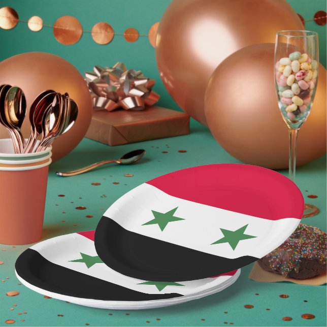 Syria flag paper plate (Multi)