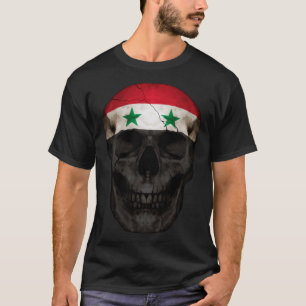 Syria Flag Skull Syrian Roots Proud Patriotic T-Shirt