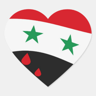 Syria Flag waving with blood red tears Heart Sticker