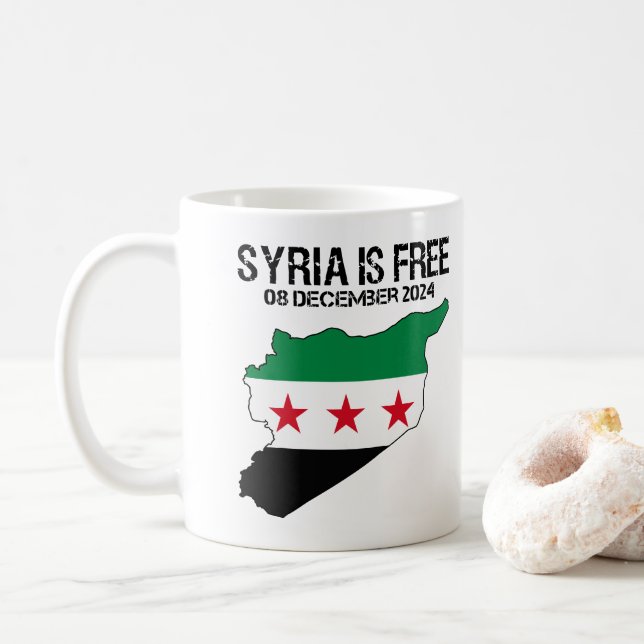Syria Is Free Syrian Flag Syria Free Coffee Mug (With Donut)