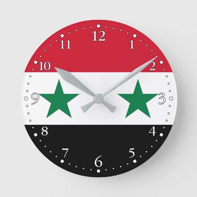 Syria Old Flag Round Clock (Front)