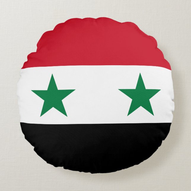 Syria Old Flag Round Cushion (Front)