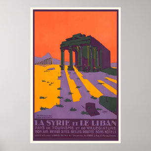 Syria Palmyra Lebanon Vintage Travel Poster Print