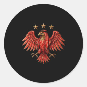 Syria Red Traditional Syrian Keffiyeh Eagle  Classic Round Sticker