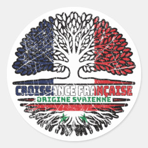 Syria Syrian French France Tree Roots Flag Classic Round Sticker
