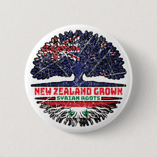Syria Syrian New Zealander New Zealand Tree Roots 6 Cm Round Badge