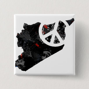 Syria Trendy Peace Sign with Syrian map 15 Cm Square Badge