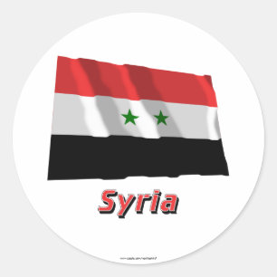 Syria Waving Flag with Name Classic Round Sticker