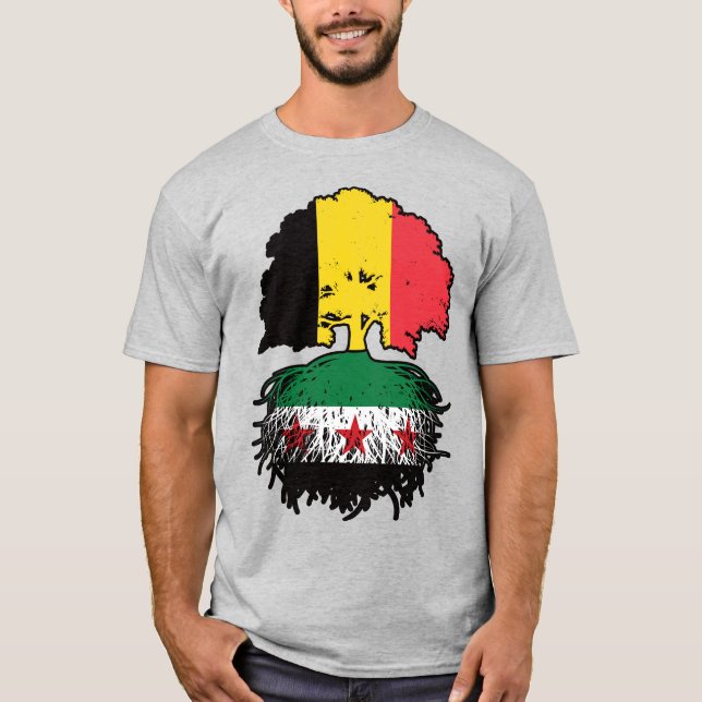 Syrian Belgian Roots and Crown Tree T-Shirt (Front)