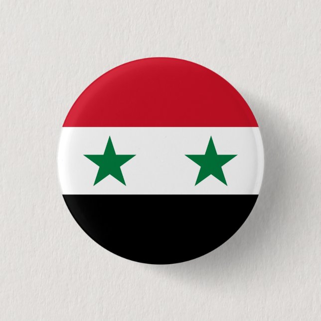 Syrian Flag, Flag of Syria 3 Cm Round Badge (Front)