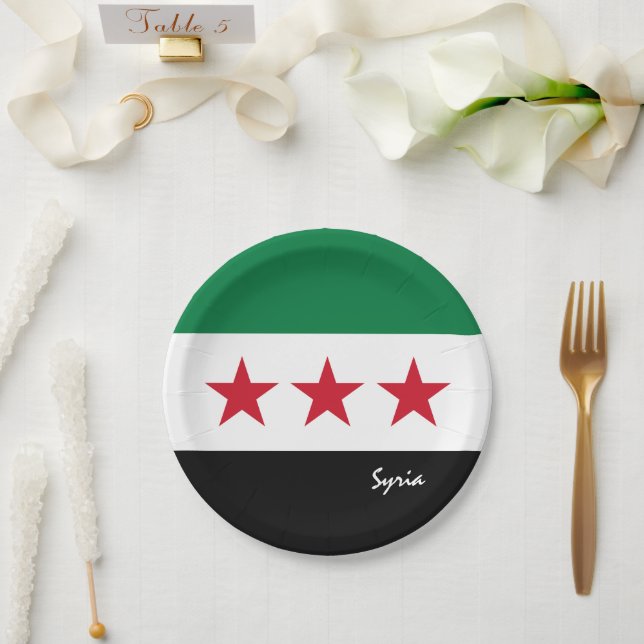 Syrian Flag, Syria party, birthday /sport Paper Plate (Wedding)