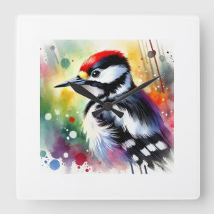 Syrian woodpecker 100924AREF104 - Watercolor Square Wall Clock