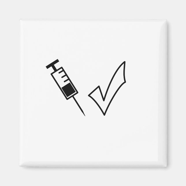 Syringe and tick symbol vaccinated magnet (Front)
