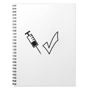 Syringe and tick symbol vaccinated notebook