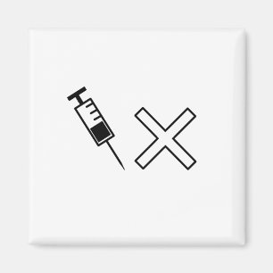 Syringe and x symbol no vaccine magnet
