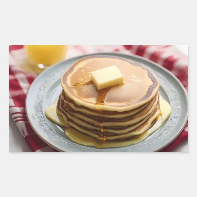 Syrup covered pancakes rectangular sticker (Front)