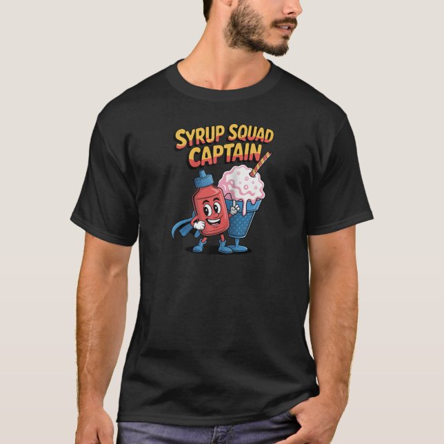 Syrup Squad Captain Shaved Ice Summer Foodie Desig T-Shirt (Front)