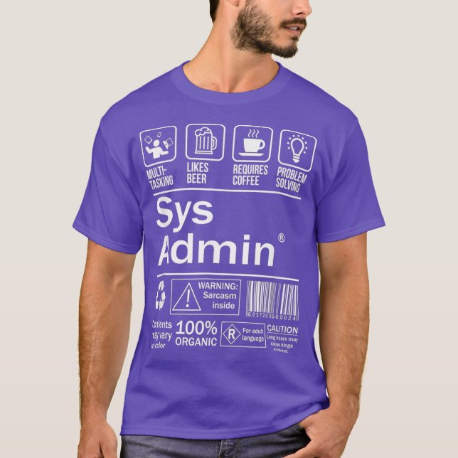 System Administrator Product Label  Uni Linu T-Shirt (Front)