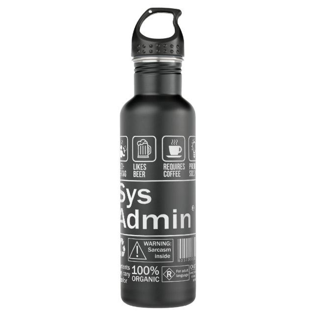 System Administrator Product Label  Unix Linux Cof 710 Ml Water Bottle (Front)
