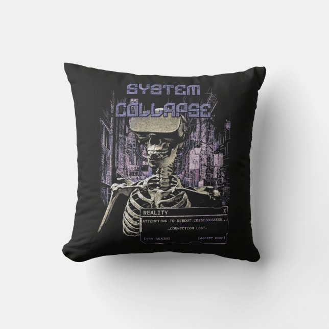 System Collapse - Techno-Dystopian Streetwear Cushion (Front)