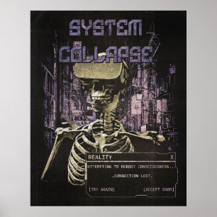 System Collapse - Techno-Dystopian Streetwear Poster