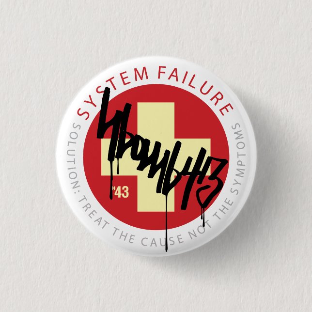 System Cross - Red 3 Cm Round Badge (Front)