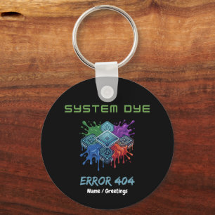 System Dye Error 404 Tech Glitch Microchip Graphic Key Ring