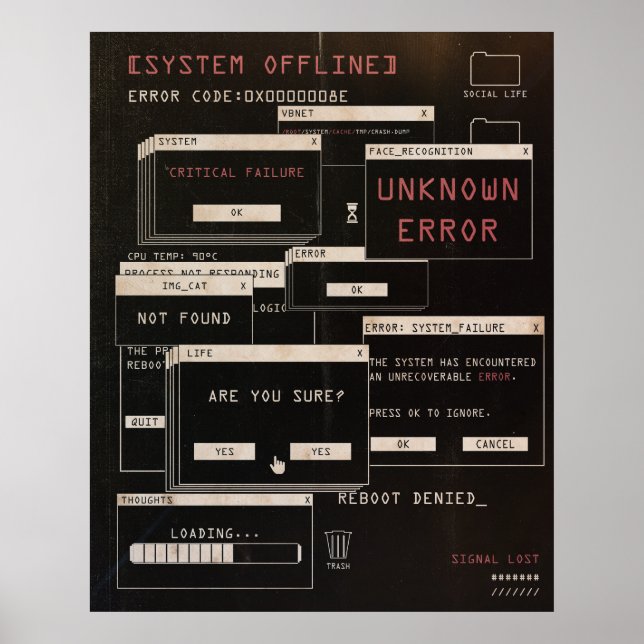 System Offline - Techno-Brutalist Design Poster (Front)