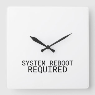 System Reboot Required Minimalist Typewriter  Square Wall Clock