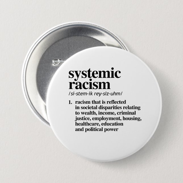 Systemic Racism Definition 7.5 Cm Round Badge (Front & Back)