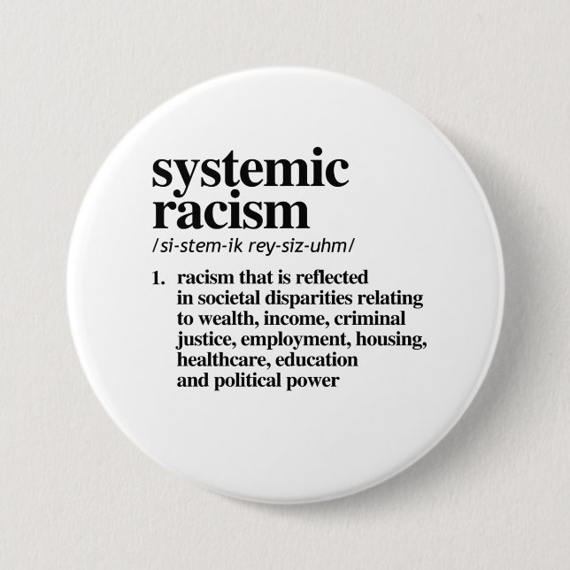 Systemic Racism Definition 7.5 Cm Round Badge (Front)