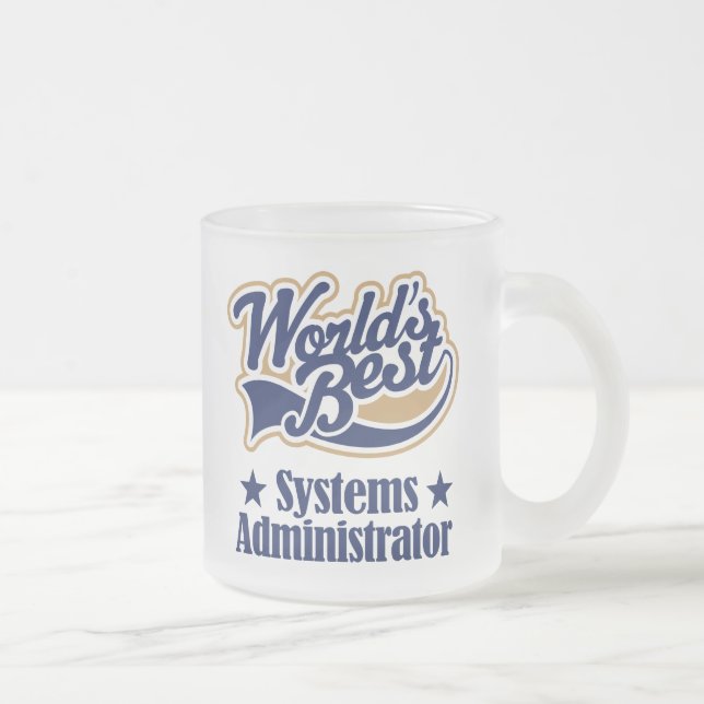 Systems Administrator Frosted Glass Coffee Mug (Right)