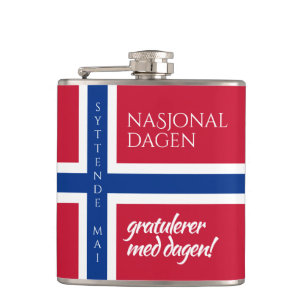 Syttende Mai May 17th Norwegian National Day Flag Hip Flask