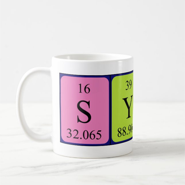 Syver periodic table name mug (Left)
