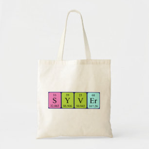 Syver periodic table name tote bag