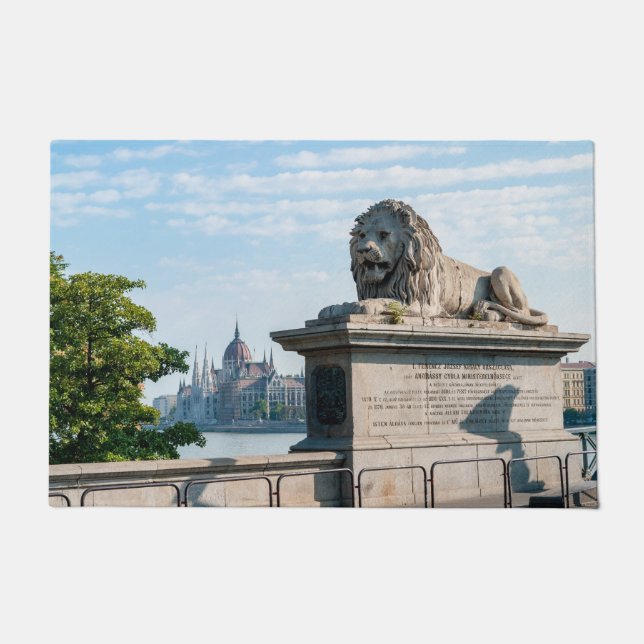 Szechenyi Chain Bridge and Parliament of Budapest  Doormat (Front)