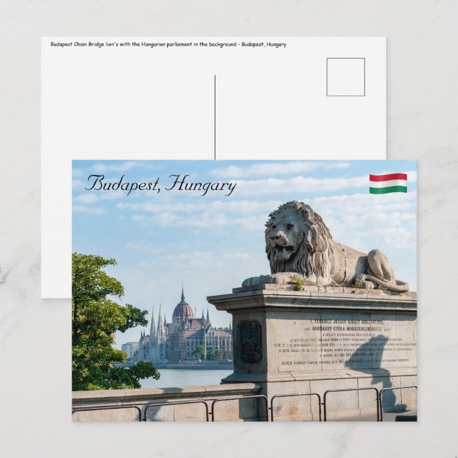 Szechenyi Chain Bridge and Parliament of Budapest Postcard (Front/Back)