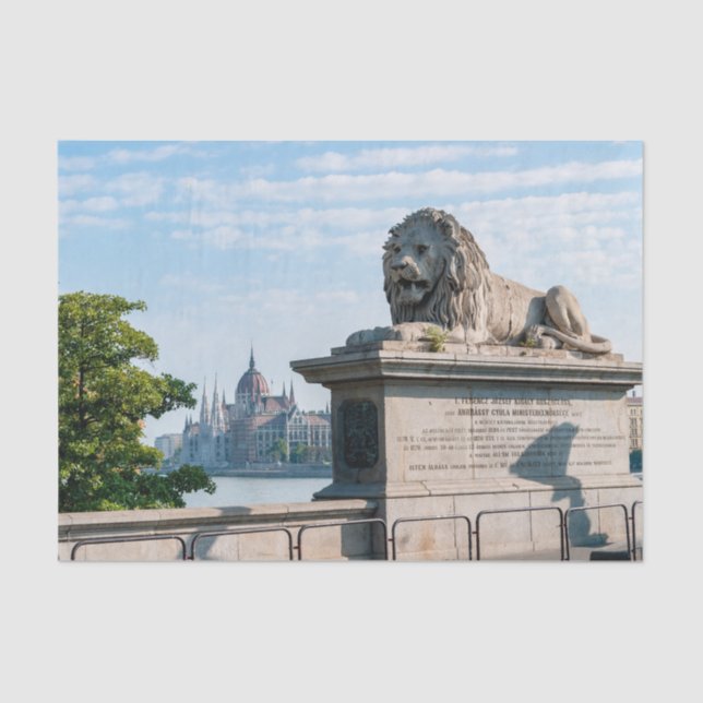 Szechenyi Chain Bridge and Parliament of Budapest  Tissue Paper (Front)